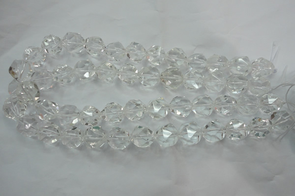 CNC105 15 inches 16mm faceted nuggets white crystal beads