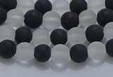 CNC110 15.5 inches 4mm round matte white crystal & black agate beads