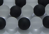 CNC113 15.5 inches 10mm round matte white crystal & black agate beads