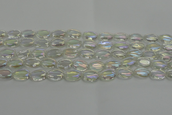 CNC216 15.5 inches 10*14mm oval AB-color white crystal beads