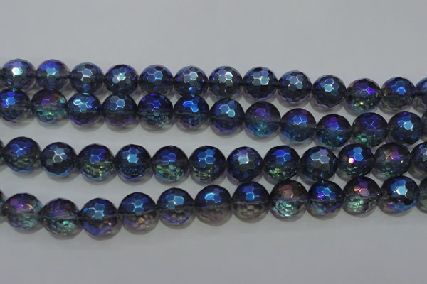 CNC315 15.5 inches 14mm faceted round AB-color white crystal beads