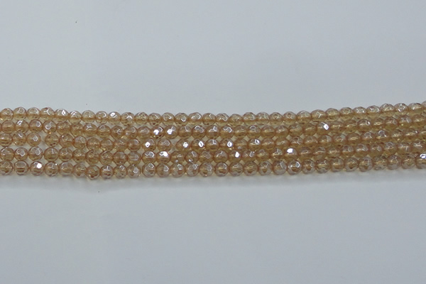 CNC516 15.5 inches 4mm faceted round dyed natural white crystal beads