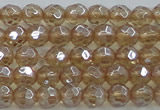 CNC517 15.5 inches 6mm faceted round dyed natural white crystal beads