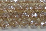 CNC520 15.5 inches 12mm faceted round dyed natural white crystal beads