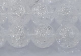 CNC554 15.5 inches 12mm round natural crackle white crystal beads