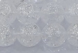 CNC555 15.5 inches 14mm round natural crackle white crystal beads