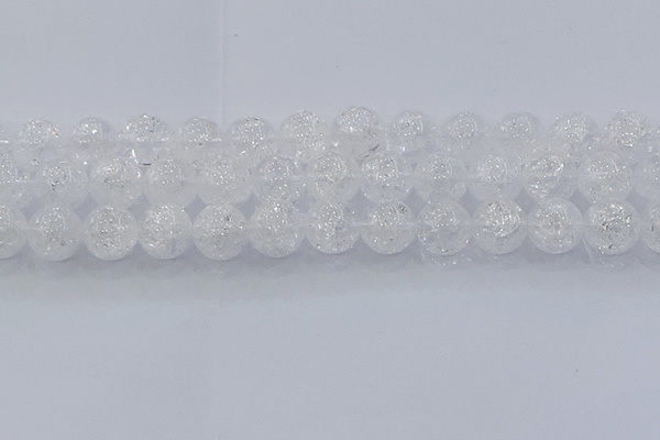 CNC555 15.5 inches 14mm round natural crackle white crystal beads