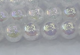 CNC562 15.5 inches 8mm round plated crackle white crystal beads