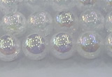 CNC563 15.5 inches 10mm round plated crackle white crystal beads