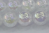 CNC566 15.5 inches 16mm round plated crackle white crystal beads