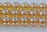 CNC576 15.5 inches 6mm round plated natural white crystal beads