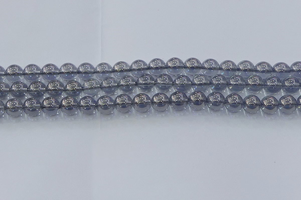 CNC595 15.5 inches 8mm round plated natural white crystal beads