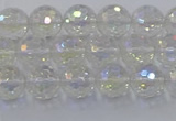 CNC601 15.5 inches 6mm faceted round plated natural white crystal beads