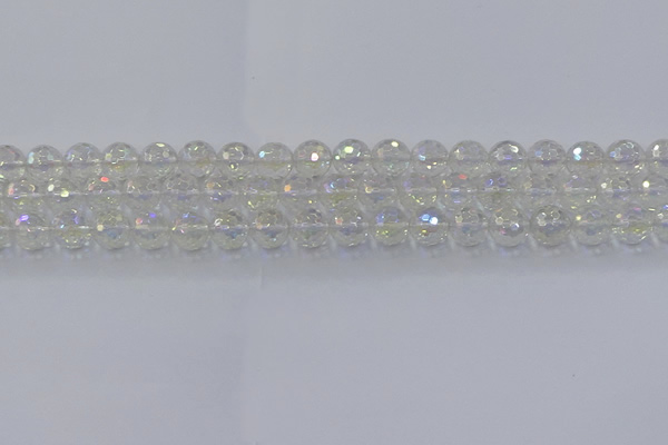 CNC602 15.5 inches 8mm faceted round plated natural white crystal beads