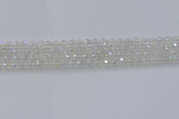 CNC607 15.5 inches 4mm faceted round plated natural white crystal beads