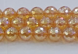 CNC614 15.5 inches 6mm faceted round plated natural white crystal beads