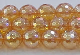 CNC616 15.5 inches 10mm faceted round plated natural white crystal beads