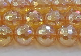 CNC617 15.5 inches 12mm faceted round plated natural white crystal beads