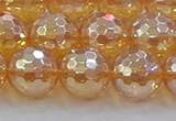 CNC618 15.5 inches 14mm faceted round plated natural white crystal beads