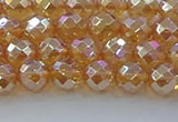 CNC620 15.5 inches 6mm faceted round plated natural white crystal beads