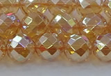 CNC622 15.5 inches 10mm faceted round plated natural white crystal beads