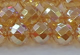 CNC623 15.5 inches 12mm faceted round plated natural white crystal beads