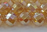 CNC624 15.5 inches 14mm faceted round plated natural white crystal beads