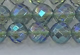 CNC630 15.5 inches 12mm faceted round plated natural white crystal beads