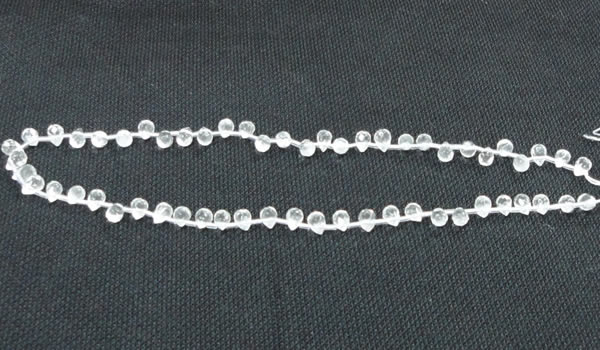 CNC64 5*7mm faceted teardrop grade A natural white crystal beads