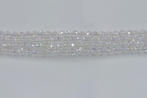 CNC645 15.5 inches 6mm faceted round plated natural white crystal beads