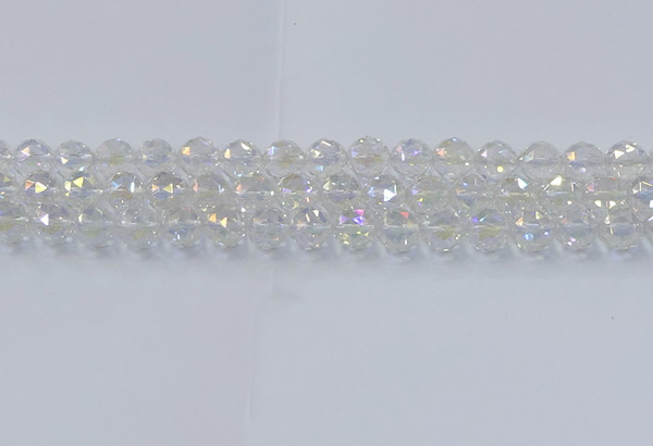 CNC647 15.5 inches 10mm faceted round plated natural white crystal beads