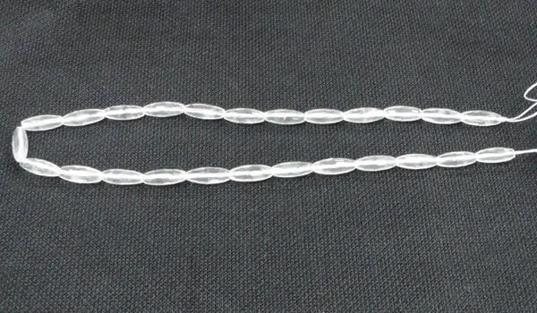 CNC65 6*16mm faceted rice grade A natural white crystal beads