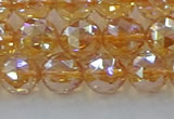 CNC653 15.5 inches 10mm faceted round plated natural white crystal beads