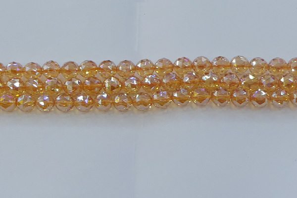 CNC653 15.5 inches 10mm faceted round plated natural white crystal beads