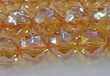 CNC654 15.5 inches 12mm faceted round plated natural white crystal beads