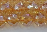 CNC655 15.5 inches 14mm faceted round plated natural white crystal beads