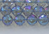 CNC658 15.5 inches 8mm faceted round plated natural white crystal beads