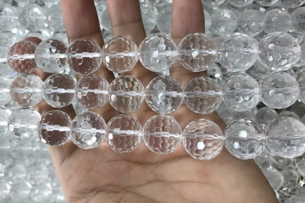 CNC718 15.5 inches 18mm faceted round white crystal beads