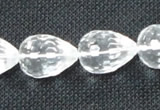 CNC74 8*12mm faceted teardrop grade A natural white crystal beads