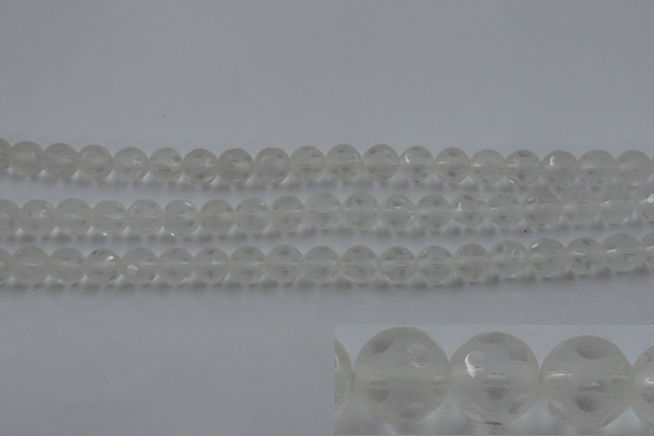 CNC82 15.5 inches 8mm carved round matte white crystal beads