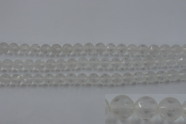 CNC83 15.5 inches 10mm carved round matte white crystal beads