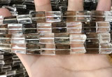 CNC830 10*14mm faceted rectangle white crystal & smoky quartz beads