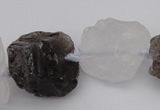 CNG1007 15.5 inches 15*25mm - 25*30mm nuggets white & smoky quartz beads