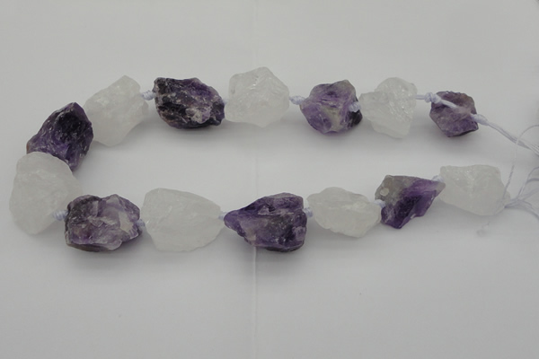 CNG1008 15*25mm - 25*30mm nuggets white crystal & amethyst beads