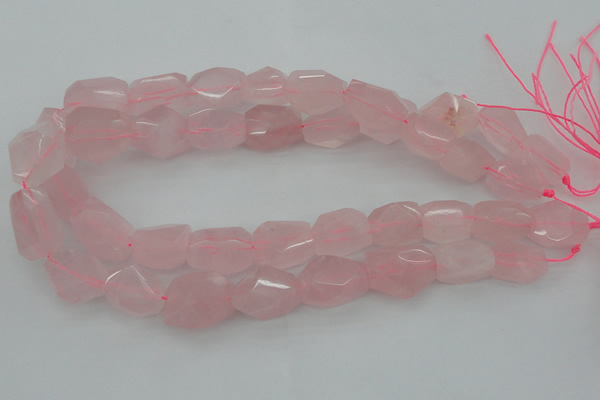 CNG1056 15.5 inches 12*16mm - 15*20mm faceted nuggets rose quartz beads