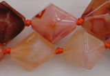 CNG1066 15.5 inches 13*18mm - 16*22mm faceted bicone red agate beads