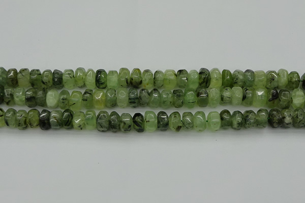 CNG1179 15.5 inches 6*14mm - 8*14mm nuggets green rutilated quartz beads