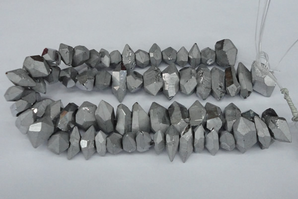 CNG1300 15.5 inches 10*20mm - 15*30mm faceted nuggets plated quartz beads