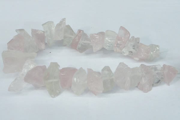 CNG1310 15*22mm – 16*35mm nuggets white crystal & rose quartz beads