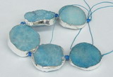 CNG1492 8 inches 30*35mm - 35*45mm freeform agate beads with brass setting